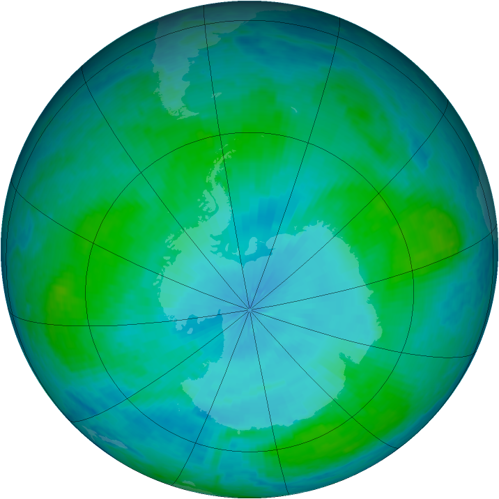 Antarctic ozone map for 01 February 2004